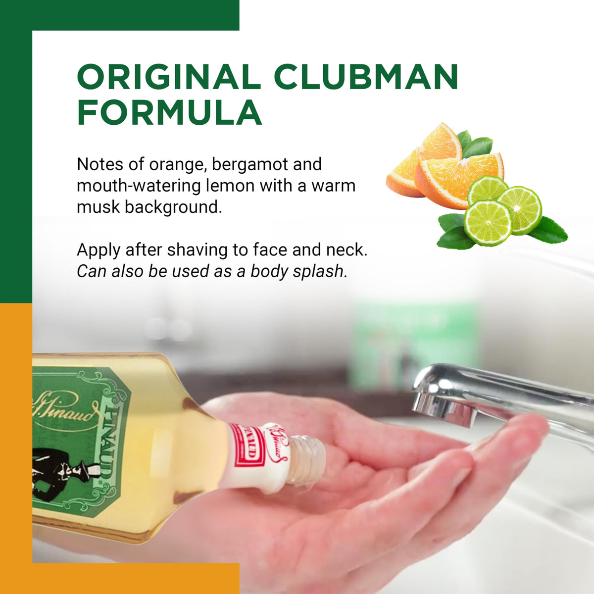 Close texture view of Clubman aftershave on skin showing cooling effect