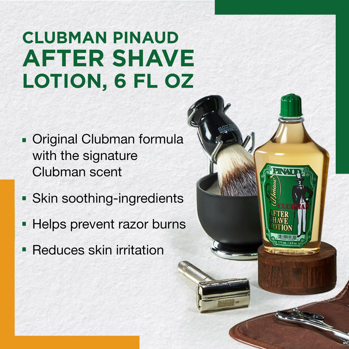 Clubman Pinaud lotion texture close-up demonstrating cooling, fast-absorbing finish