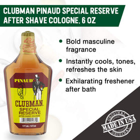 Clubman splash being poured to show aftershave application and refreshing effect