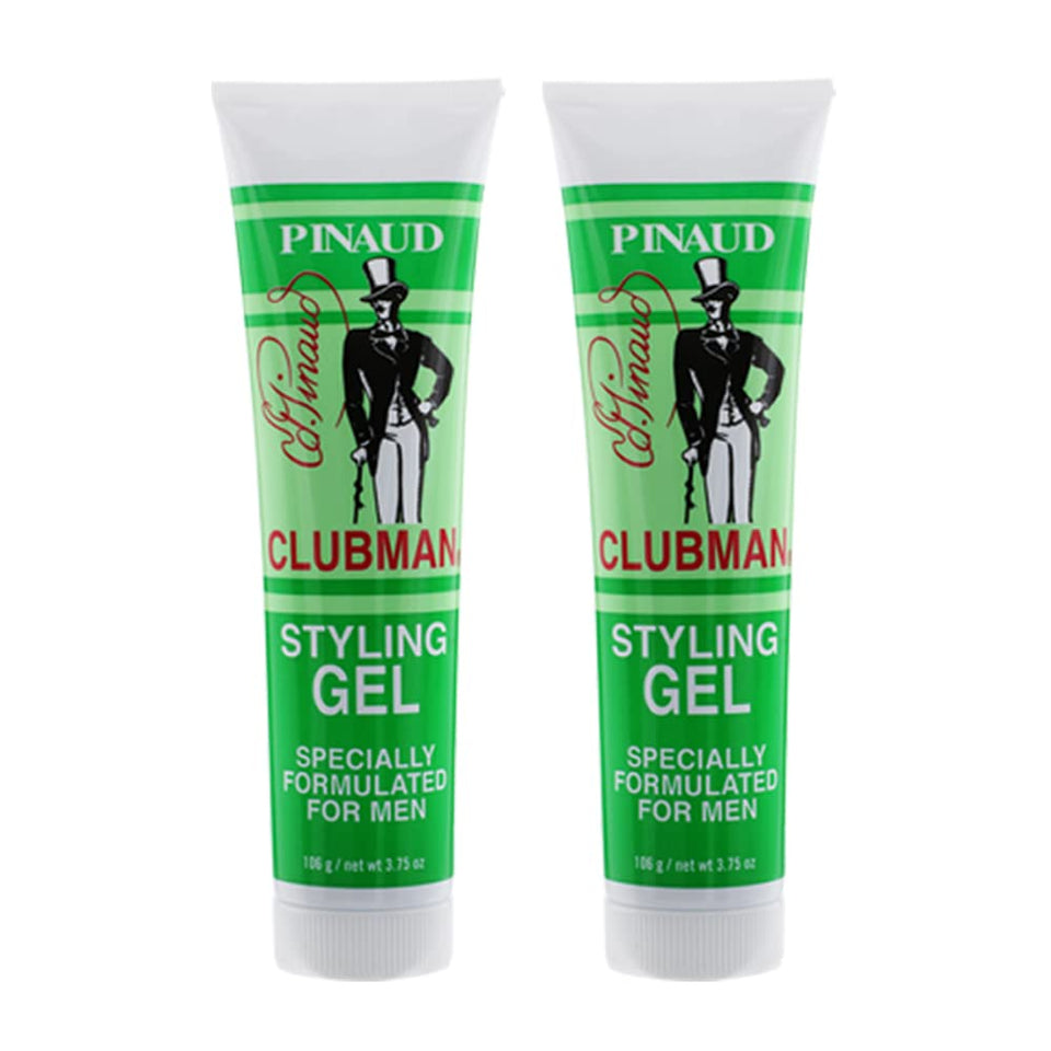 Clubman styling gel front packaging showing two tubes and product identity for travel convenience