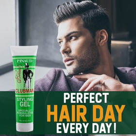 Clubman styling gel open tube close-up showing clear gel texture and easy-squeeze tube benefit