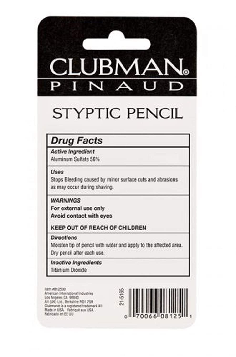 Clubman styptic pencil close-up of tip texture for precise, gentle application