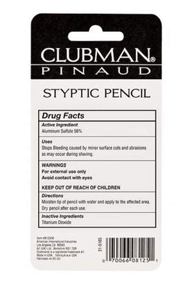 Clubman styptic pencil close-up of tip texture for precise, gentle application