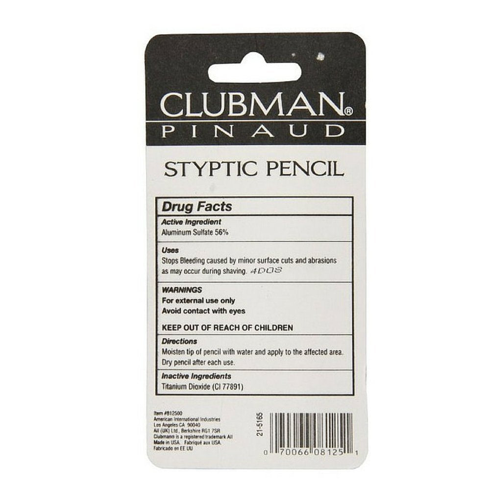 Clubman styptic pencil close-up of tip demonstrating targeted application benefit
