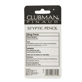 Clubman styptic pencil close-up of tip demonstrating targeted application benefit