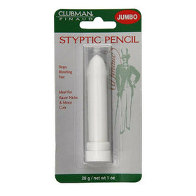 Clubman styptic pencil front view shows tube and stick for precise spot treatment