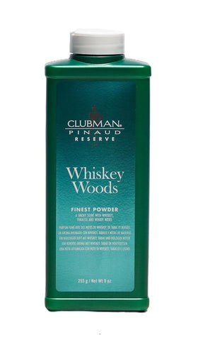 Clubman Whiskey Woods front packaging showing scent and size benefits