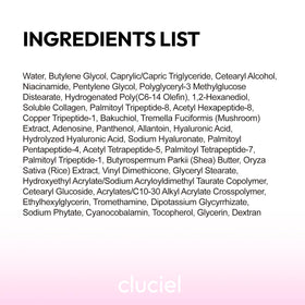 cluciel flatlay with peptide graphics conveying targeted skin support