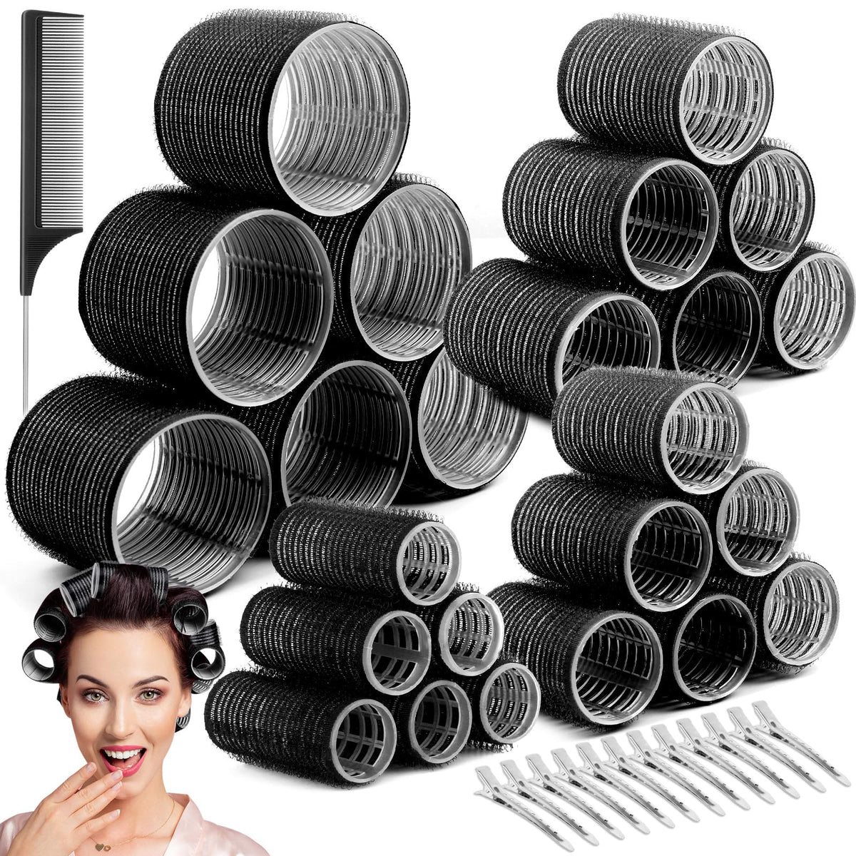 Cludoo front view of full 24-piece roller kit showing contents and benefits