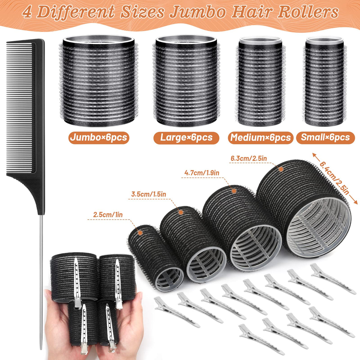 Cludoo four roller sizes laid out to compare diameters for styling options