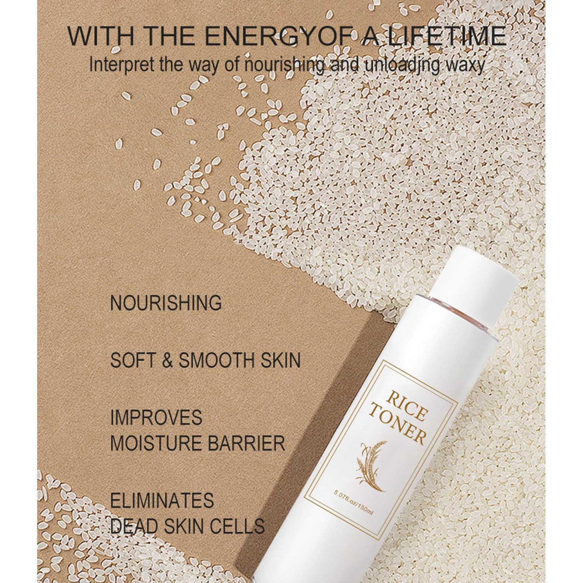 CLY AMS rice toner ingredient label highlighting rice extract and soothing benefits