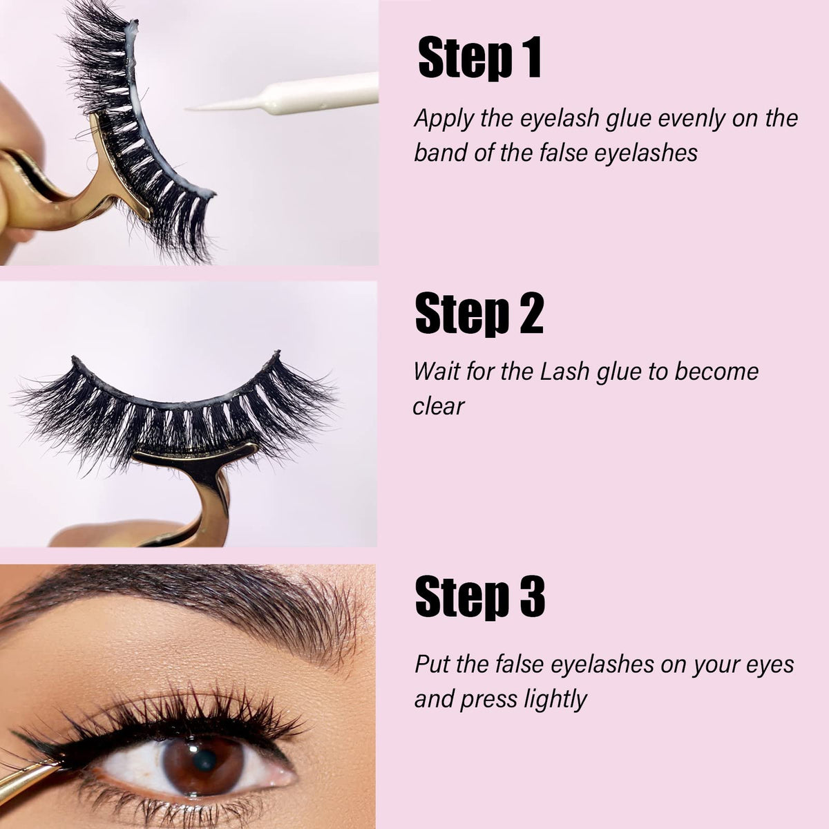 CMNRO in a makeup bag with false lashes for convenient daily use