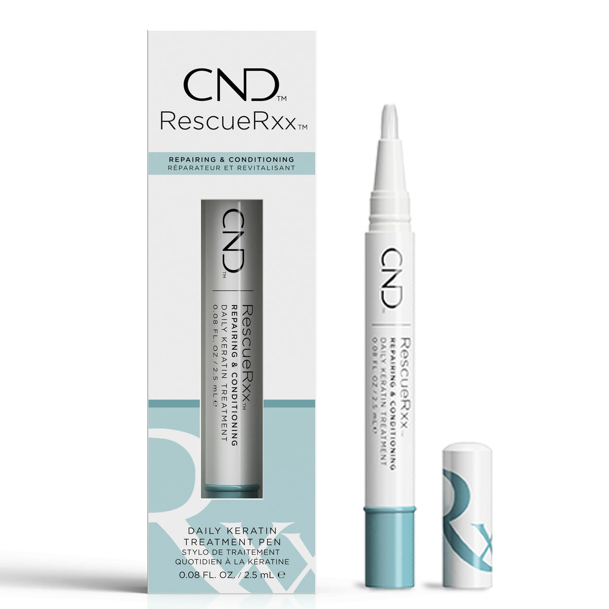 CND RescueRXx front view of pen showing branding and compact design for portability