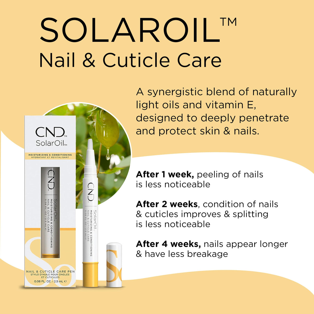 CND SolarOil cap and brush detail highlighting precise application