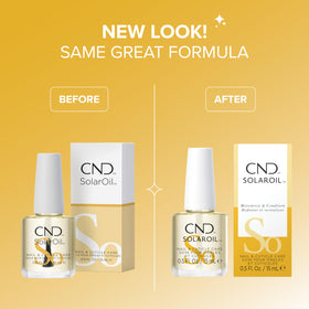 Hand applying CND SolarOil in a lifestyle setting for softer cuticles