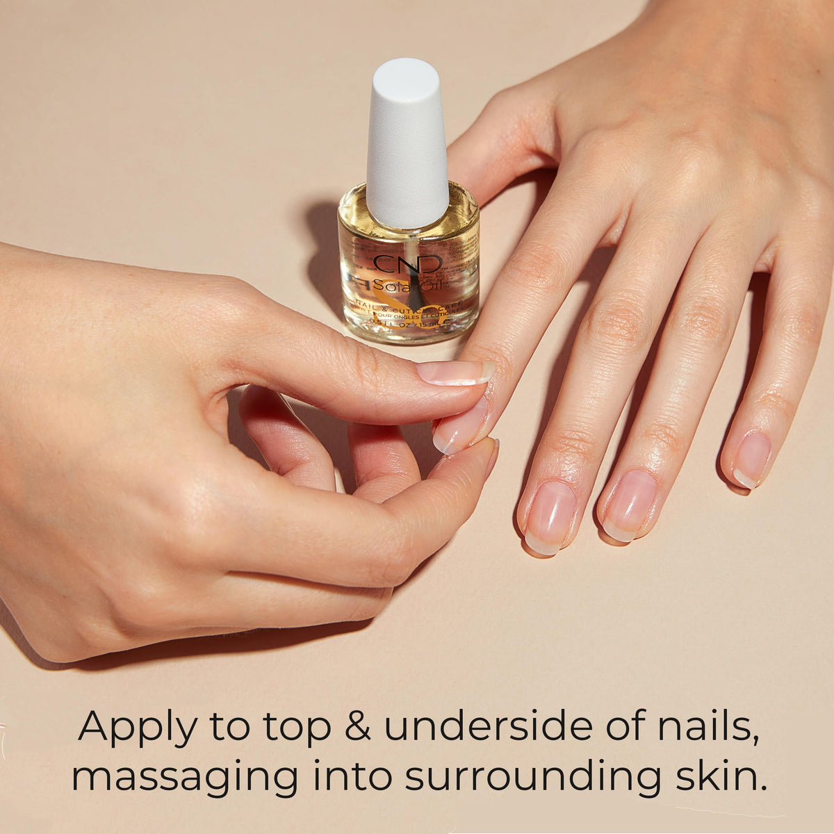 CND SolarOil with jojoba and rice bran bottles illustrating natural oil ingredients benefit