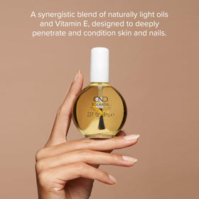 CND SolarOil label close-up highlighting ingredients and blend
