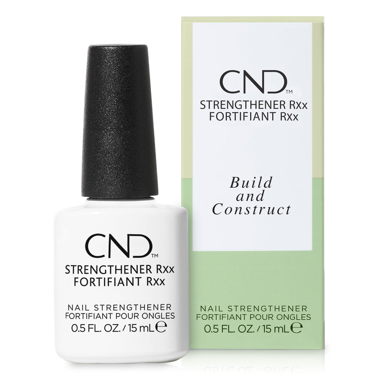 CND Strengthener RXx front bottle showing label and compact size for protection