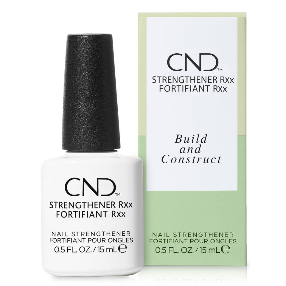 CND Strengthener RXx front bottle showing label and compact size for protection