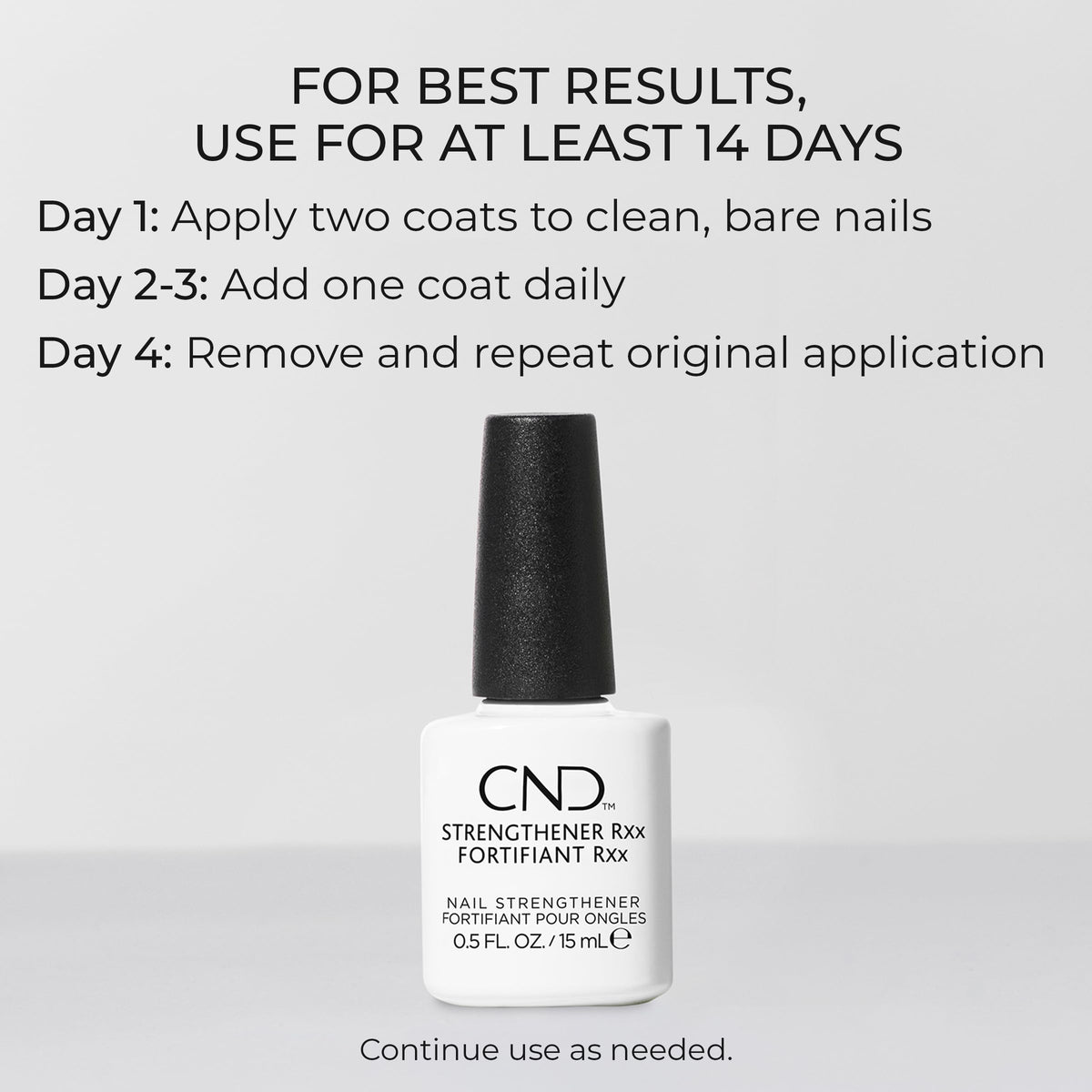 CND Strengthener RXx being applied to nails demonstrating instant thickening benefit