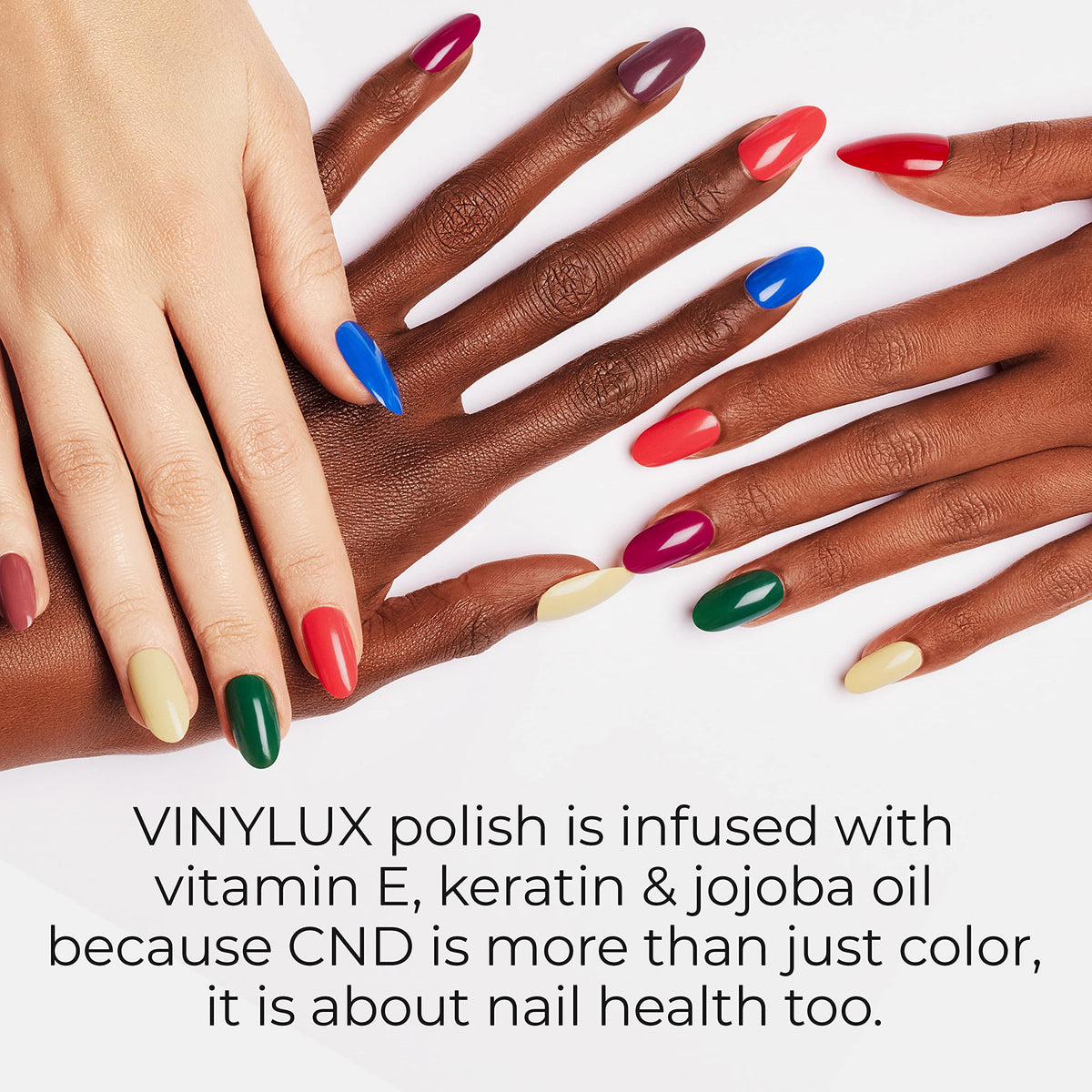 CND Vinylux application step with topcoat demonstrating fast-drying, high-shine benefit
