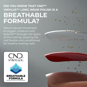 CND Vinylux bottle cap and label highlighting brand clarity and product information