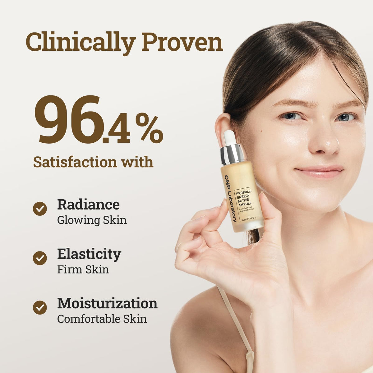 application of CNP Honey Glow Serum on skin demonstrating smoothing and glow benefit