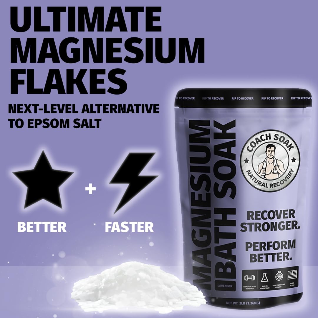 Coach Soak magnesium flakes close-up texture illustrating quick dissolution