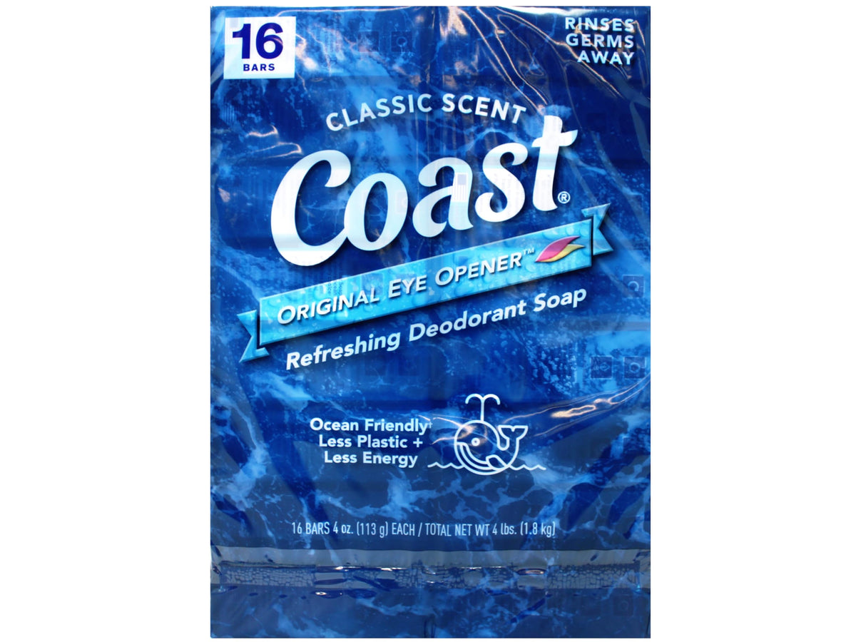 Coast front packaging 16 bars showing bulk value and clean presentation