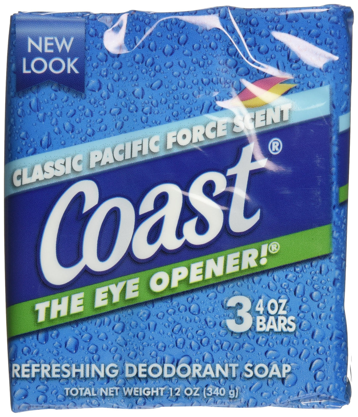 Coast bar front packaging showing three-pack and easy storage benefit