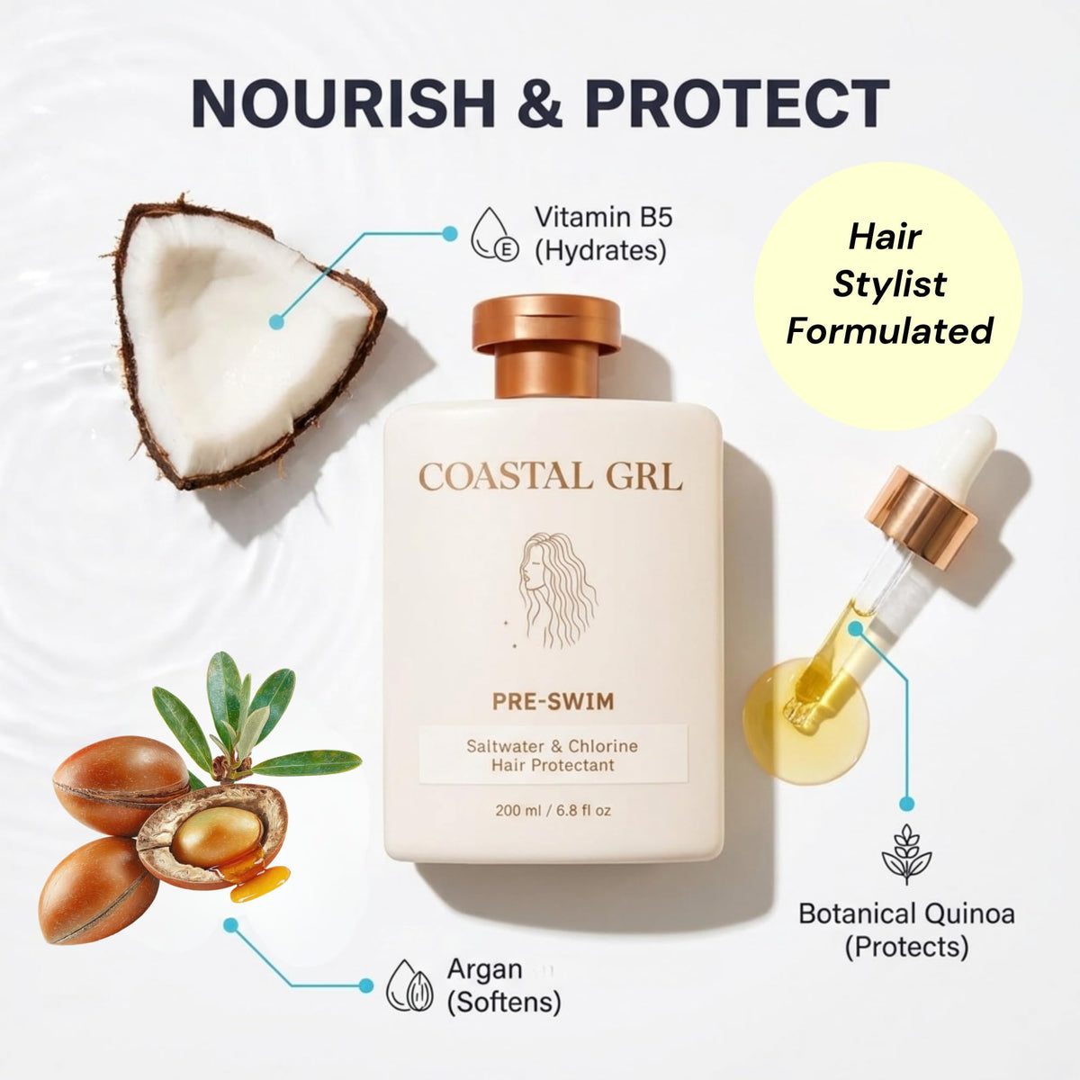 coastal grl cream on single hair strand benefit creates protective barrier