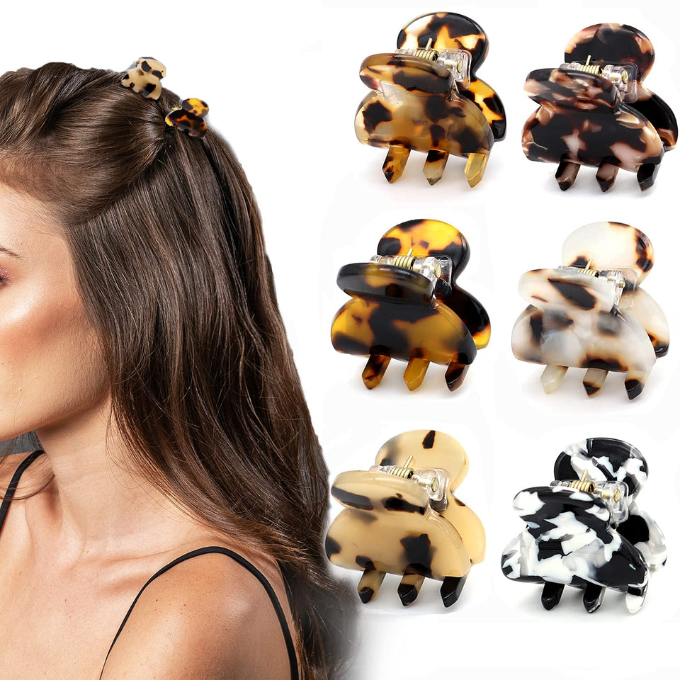 Cobahom front view of six mini clips showing patterns and finish for effortless style