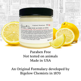 C. O. Bigelow massaging cream into elbow showing targeted softening benefits