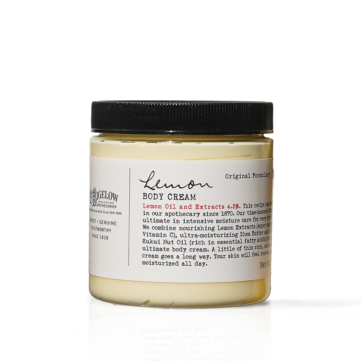 C. O. Bigelow jar front view showing lemon body cream for visible hydration