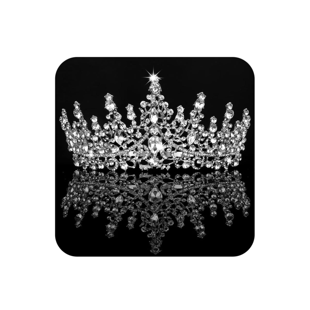 COCIDE front view crystal tiara showing elegant sparkle and fitted shape