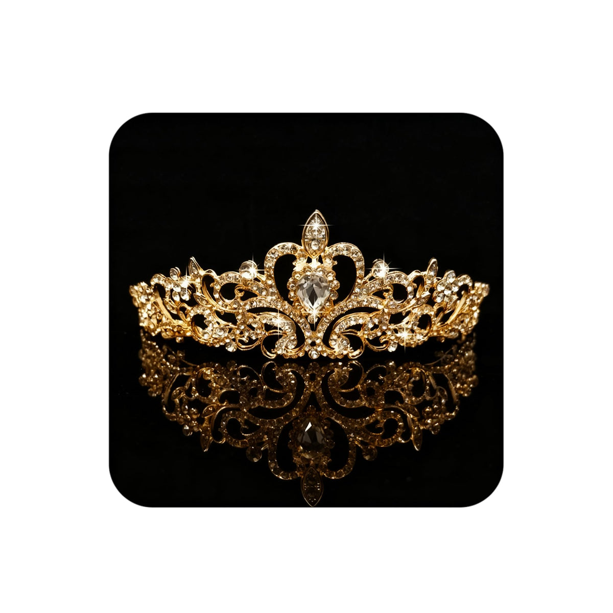 COCIDE gold tiara front view showing crown shape and elegant sparkle