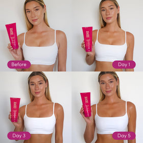 Coco & Eve application with mitt showing even, streak-free blending benefit