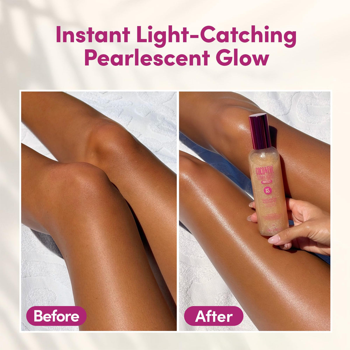 Coco & Eve application arm swipe showing instant bronzy glow