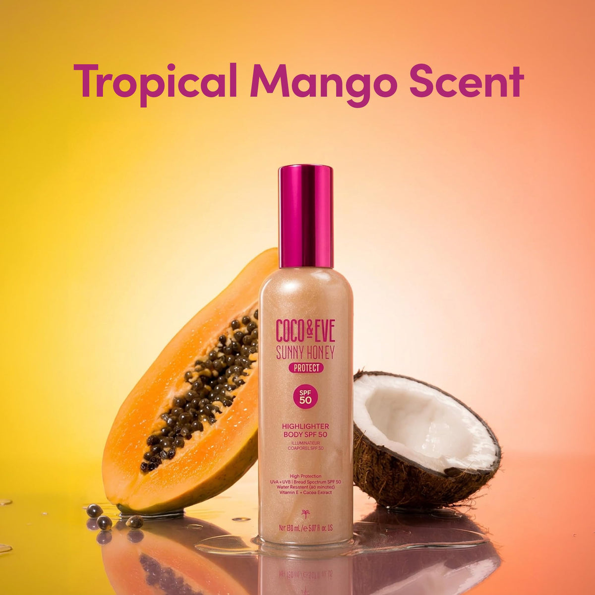 Coco & Eve nourishing oils and cacao extract highlighting hydration benefits
