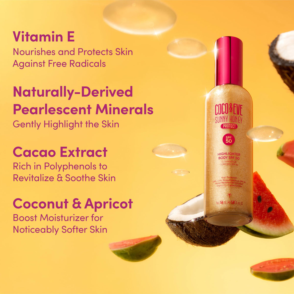 Coco & Eve on model at beach demonstrating sun protection and radiance