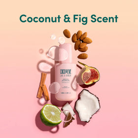 Coco & Eve bottle in hand to show 5.07 fl oz scale and travel-friendly size