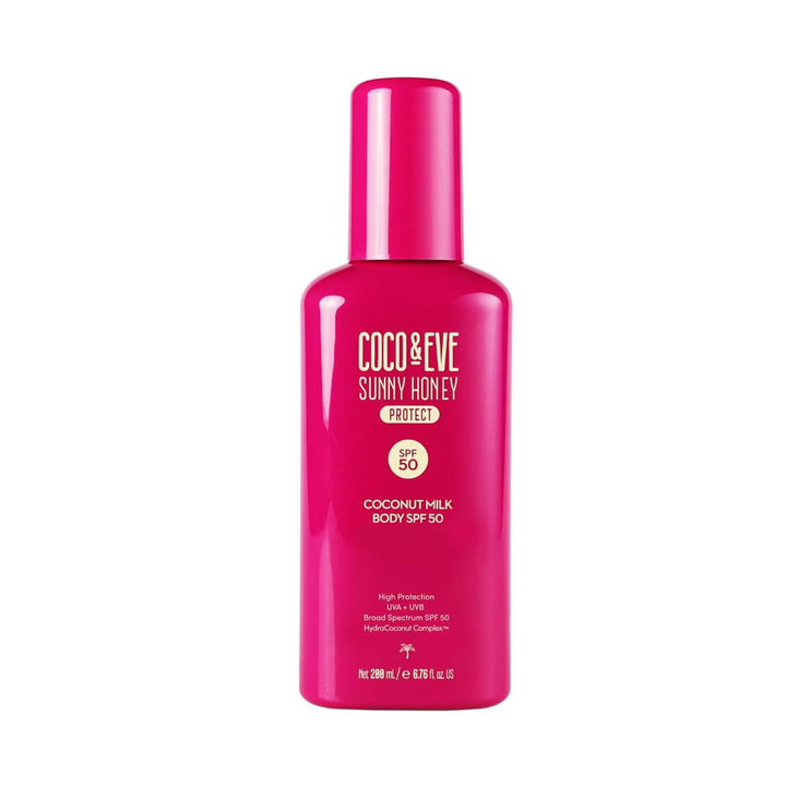 Coco & Eve front packaging showing SPF 50 protection and size