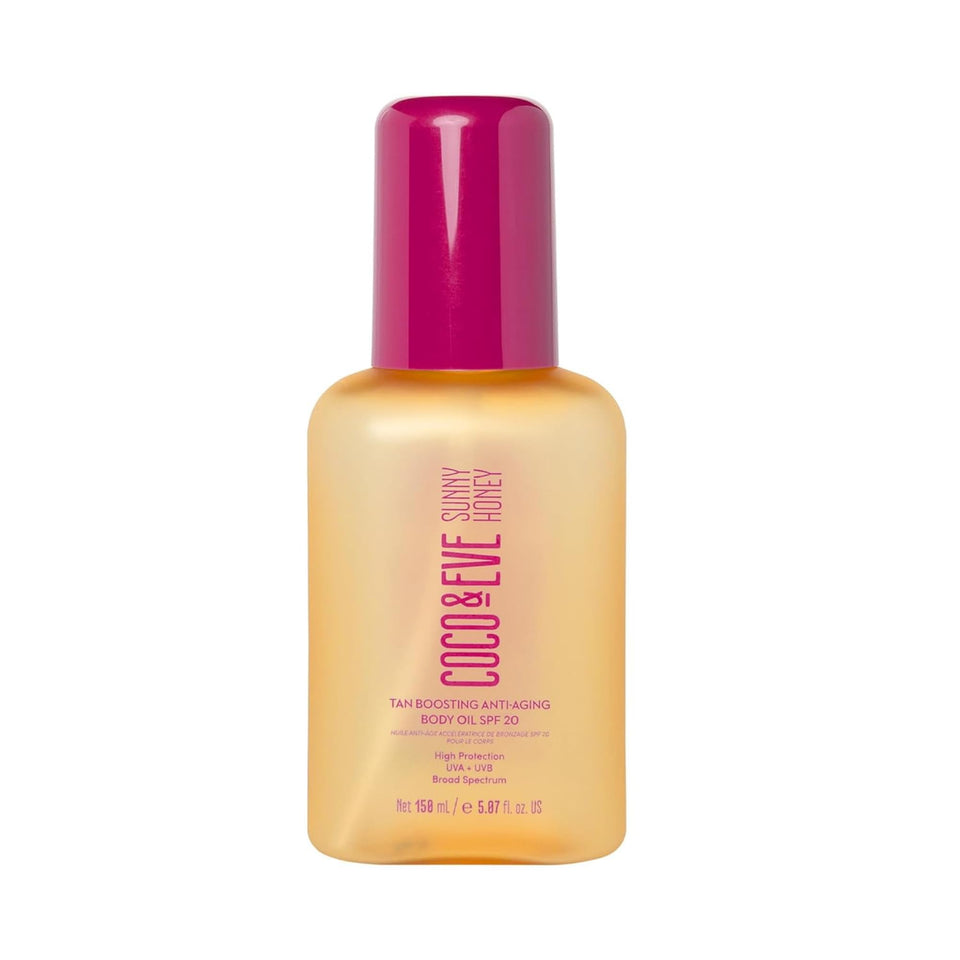 Coco & Eve front packaging showing SPF20 and tanning benefits