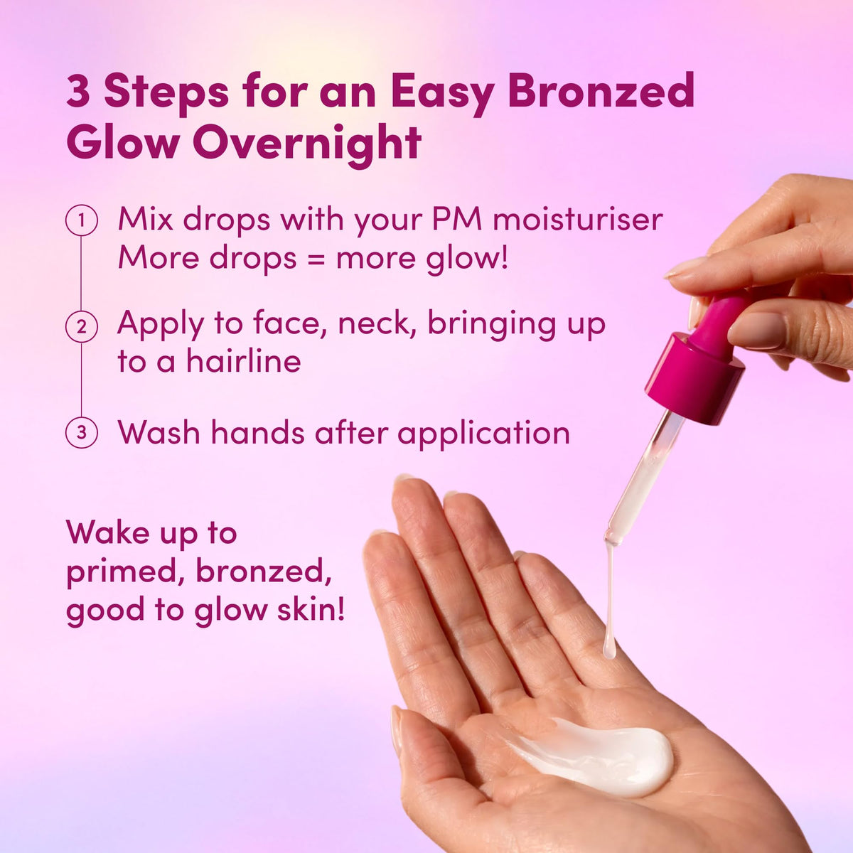 Coco & Eve drops mixed into moisturizer, demonstrating customization and streak-free blending