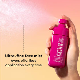 Coco & Eve mist spray action demonstrating even ultra-fine coverage benefit