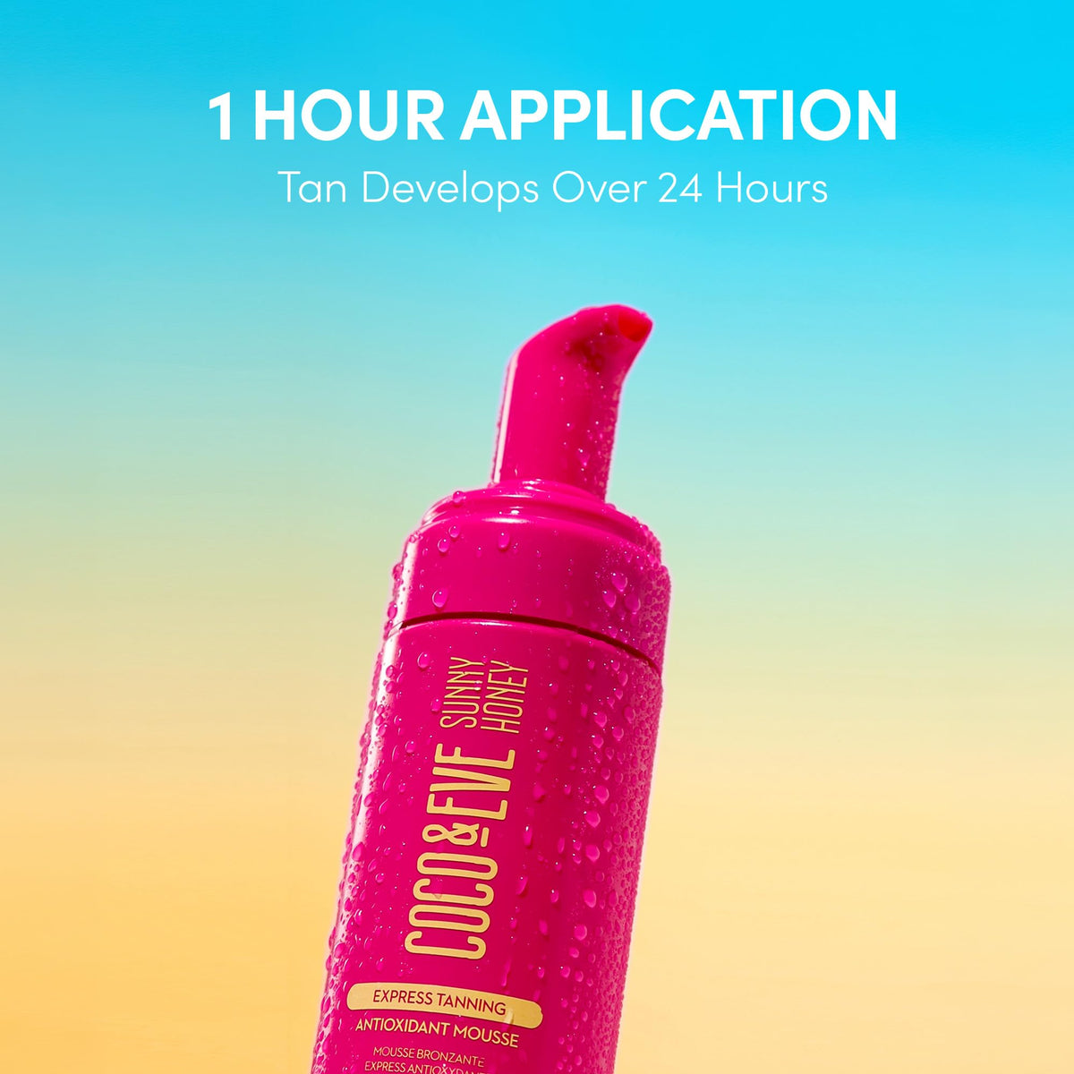 Coco & Eve applicator mitt with mousse illustrating even, guided application