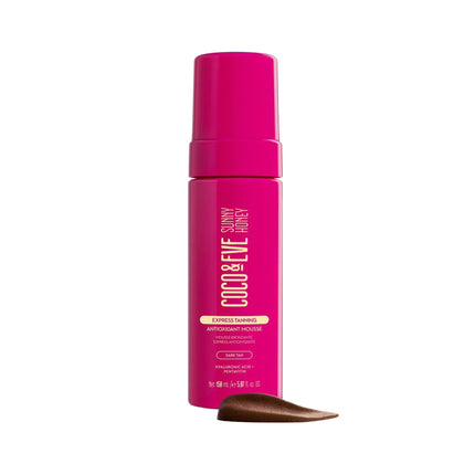 Coco & Eve front bottle view showing product packaging and fast tanning benefits