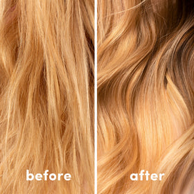 Coco & Eve being applied to hair ends to reduce tangles and frizz