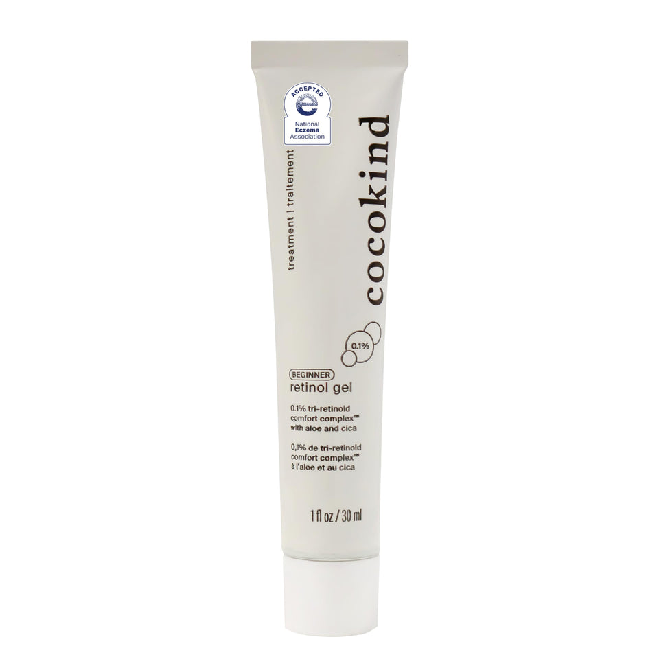 Cocokind front packaging showing gel tube and calming design for gentle results
