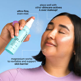 Cocokind mist nozzle close-up demonstrating ultra-fine spray for even coverage